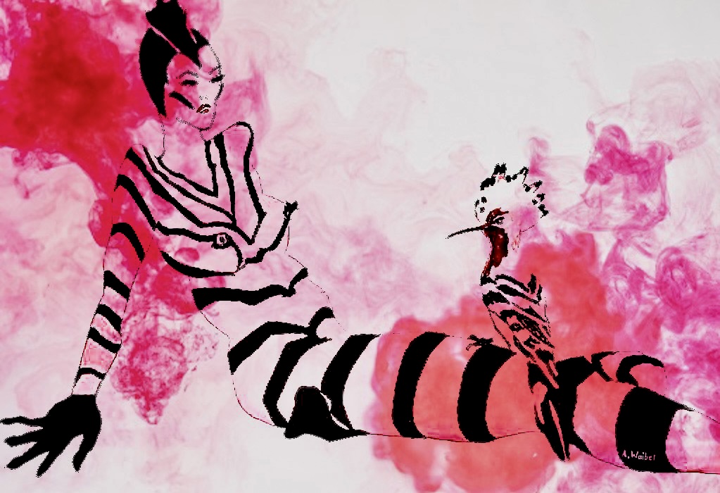 Wiedehöpfin. Mischtechnik