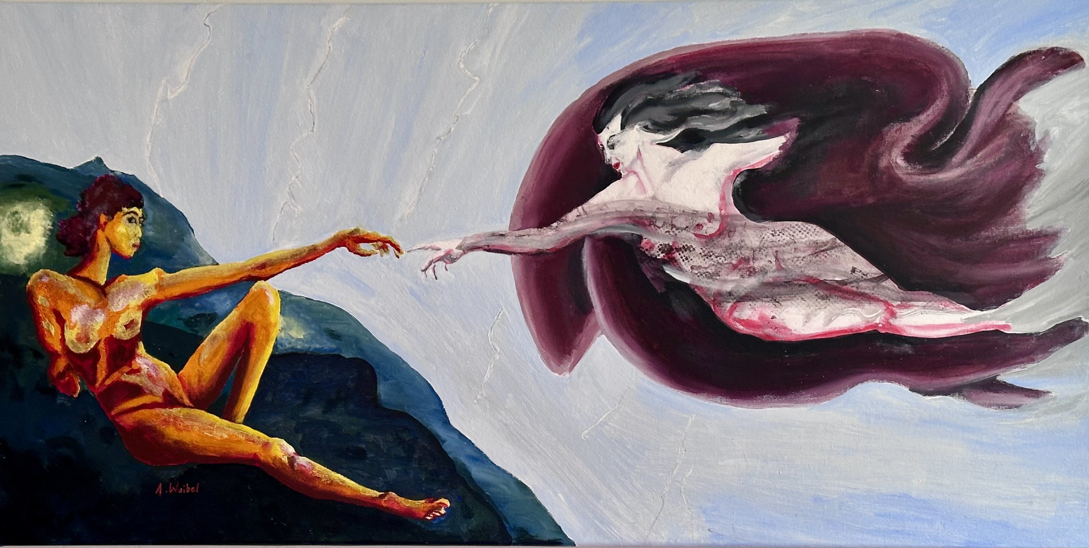 Erschaffung von Eva. Acryl auf Leinwand