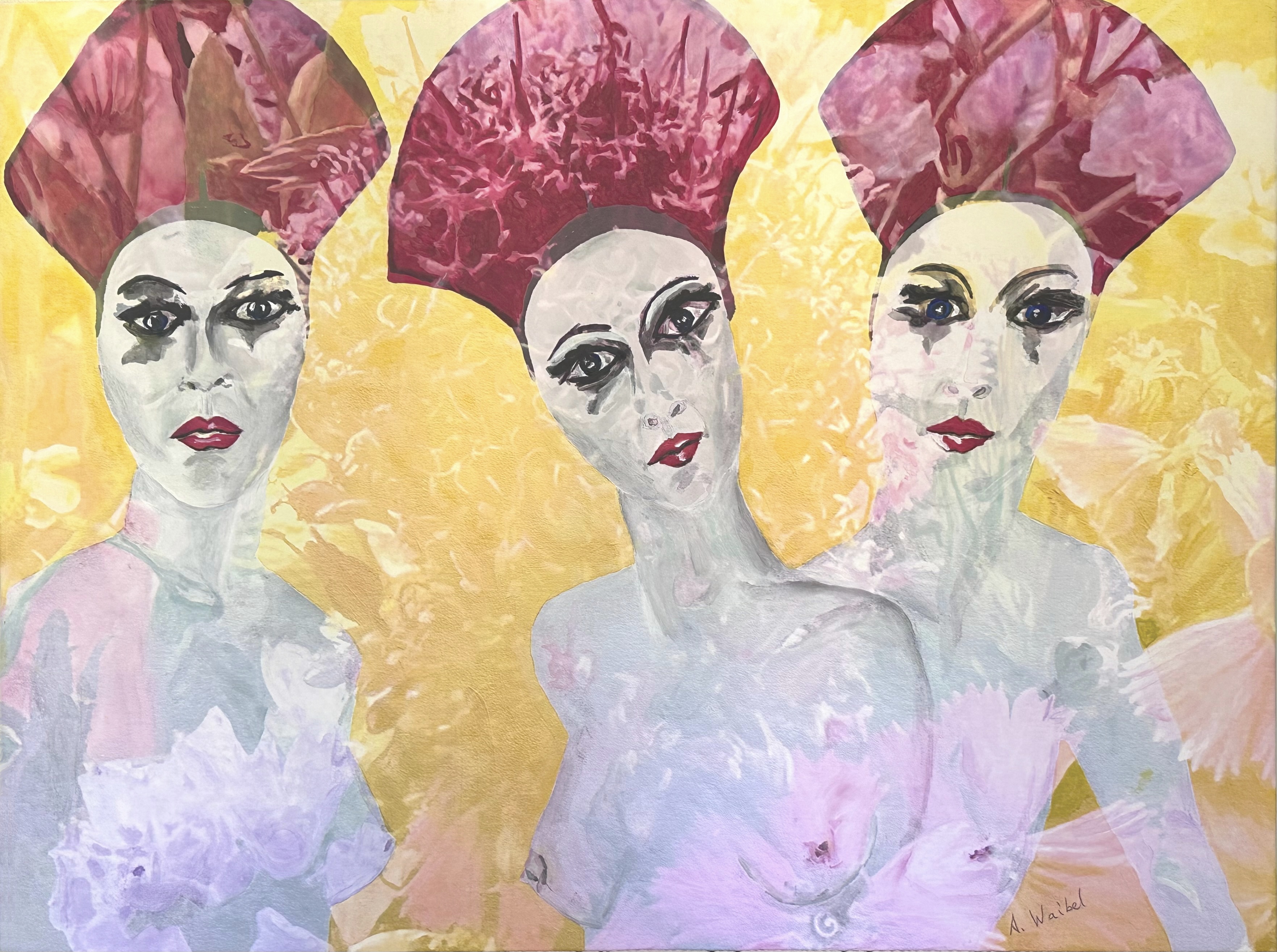 Frauen in Blüte. Mischtechnik auf Leinwand